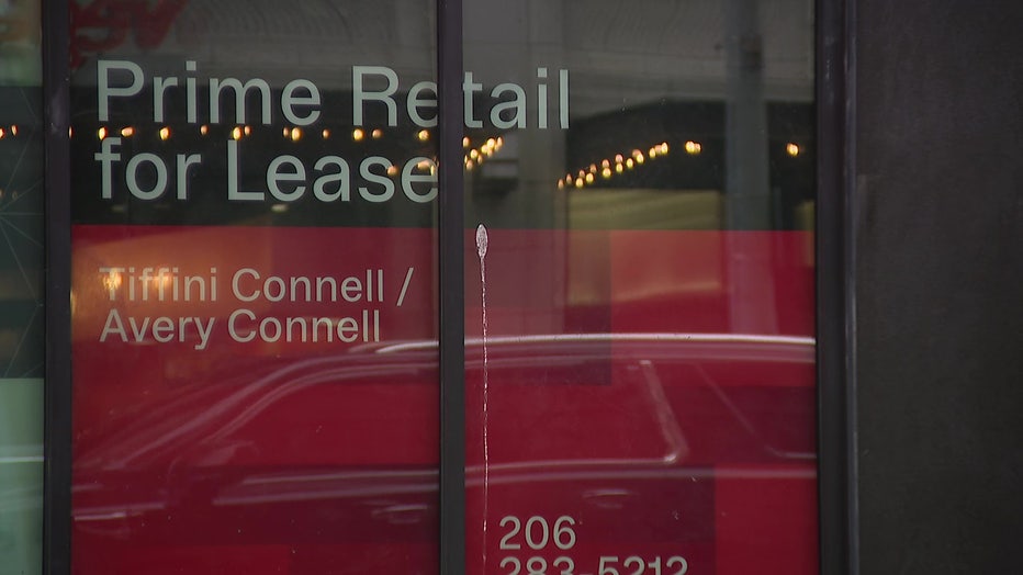 For Lease Sign In Downtown Seattle