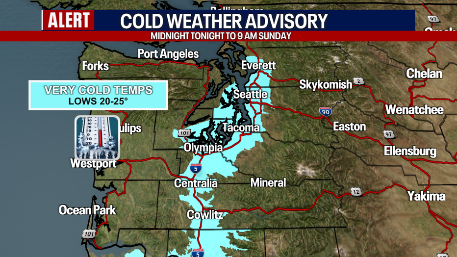 Stay warm overnight as temperatures plunge to the low to mid 20s for the greater Seattle area.