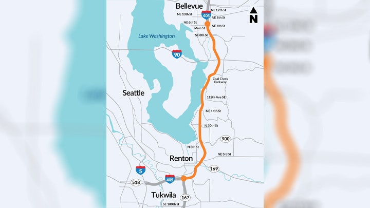 WSDOT to close northbound I-405 in Bellevue, WA overnight for sign work