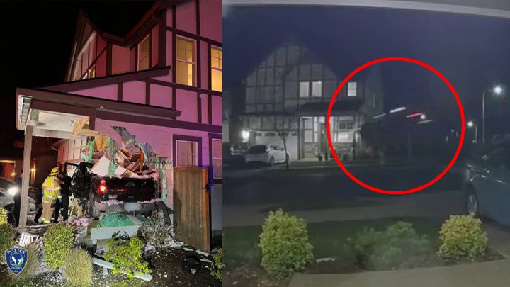Video shows truck fly 100 feet into the air, crash into a house in Tigard, OR