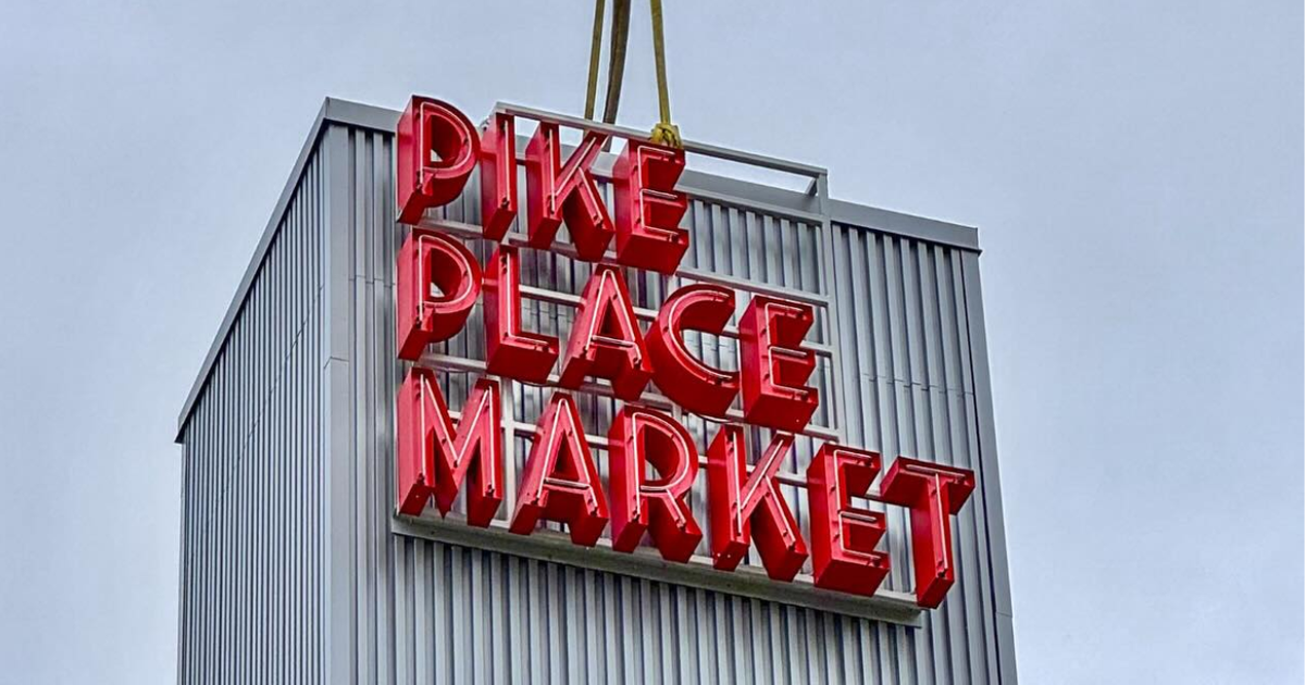 New sign installed at Seattle's Pike Place Market