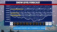 Seattle Weather: Pockets of lowland wintry mix possible on Monday
