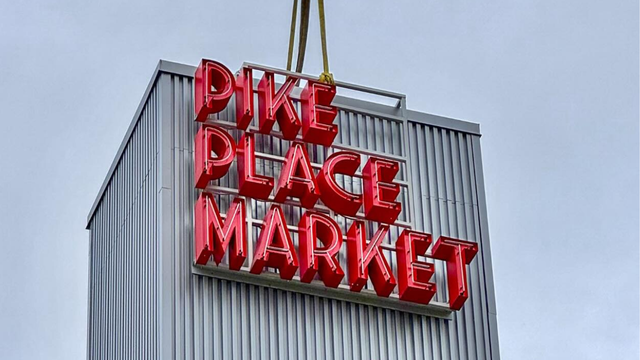 New sign installed at Seattle's Pike Place Market