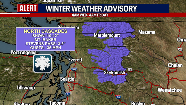 Seattle weather: Showers mainly north Wednesday, more mountain snow