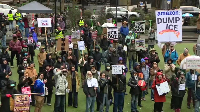 Seattle Amazon workers rally to cut company ties with ICE