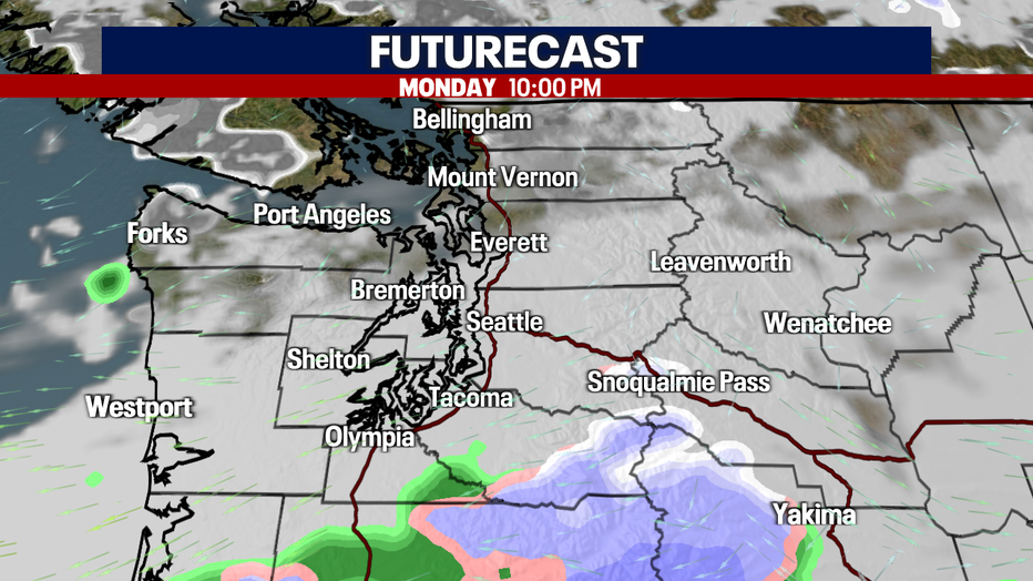 Clouds and light rain possible on Tuesday.