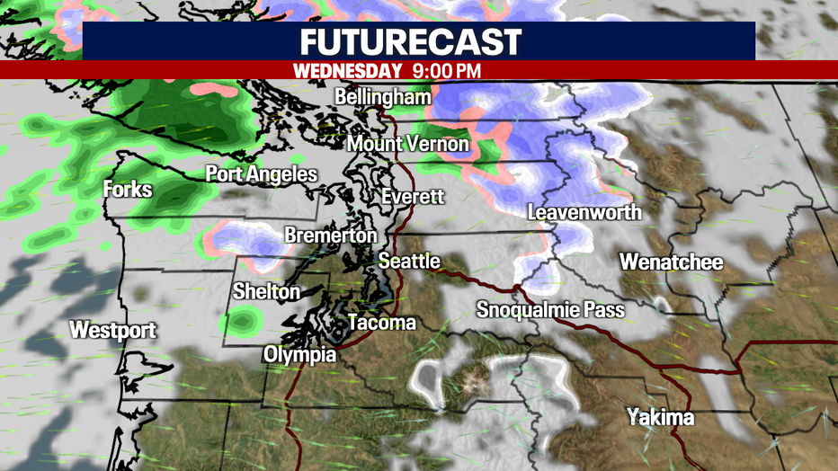 Scattered showers and mountain snow possible.