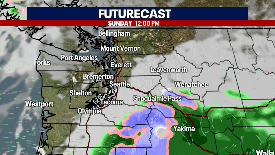 Cloud and radar forecast for the region.