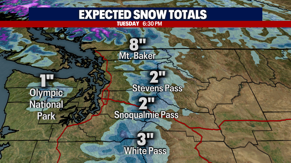 Light snow returns to the mountains on Monday.