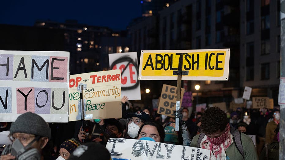 anti-ice protest outside portland city hall photo