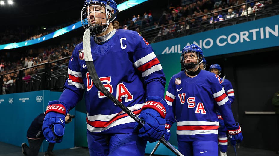 MILAN, ITALY - FEBRUARY 16: Hilary Knight #21 of Team United States walks out to the ice prior to the Women's Playoffs Semifinal match between United States and Sweden on Day 10 of the Milano Cortina 2026 Winter Olympic games at Milano Santagiulia Ice Hockey Arena on February 16, 2026 in Milan, Italy.