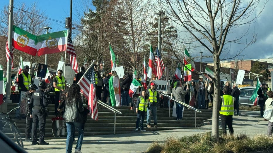 protesters in bellevue related to uprising in iran