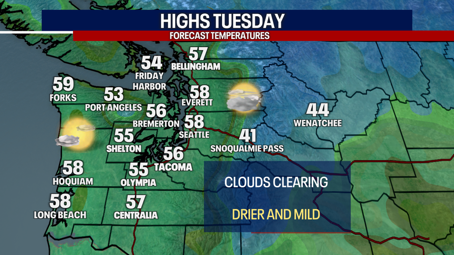 Forecast highs around Western Washington.
