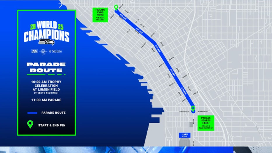Seattle Seahawks Super Bowl 2026 parade map