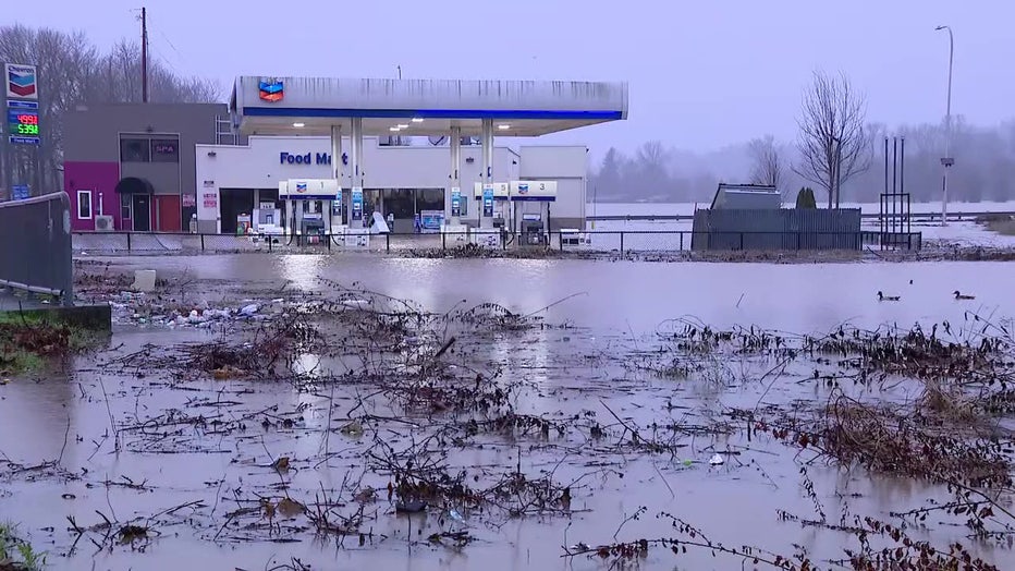 auburn chevron gas station flooded in december 2025