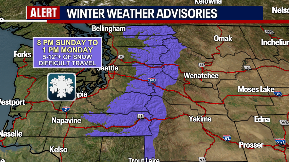 Seattle weather brings significant mountain snow to Stevens Pass and parts of the Cascades with a Winter Weather Advisory in effect.
