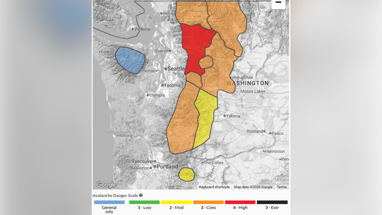 Avalanche warning issued for parts of WA Cascades