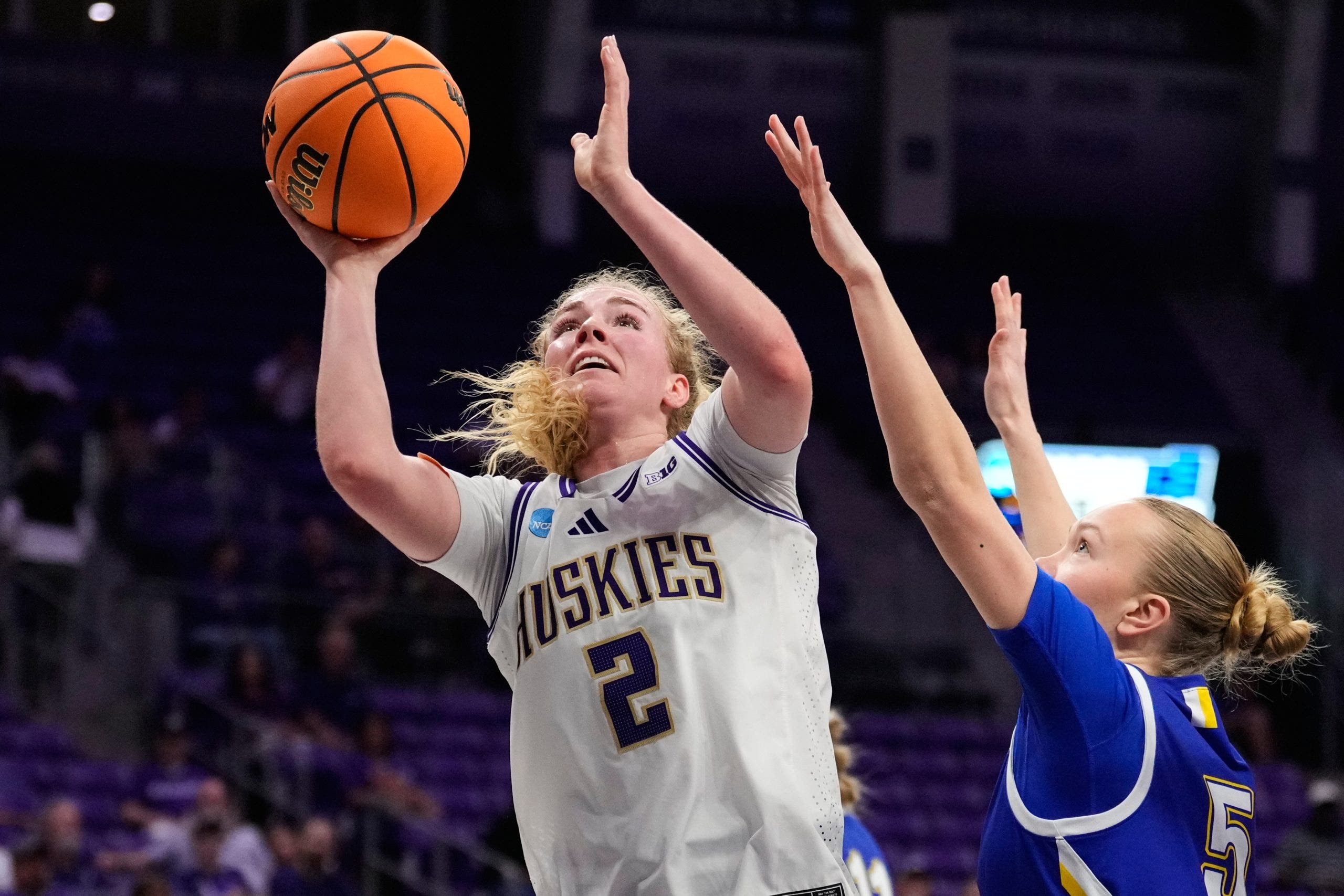 Washington beats South Dakota State 72-54 for 1st women's NCAA Tournament win since 2017