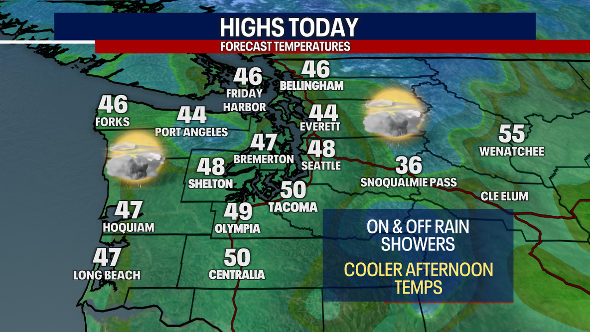 Seattle weather: Sunday showers and mountain snow