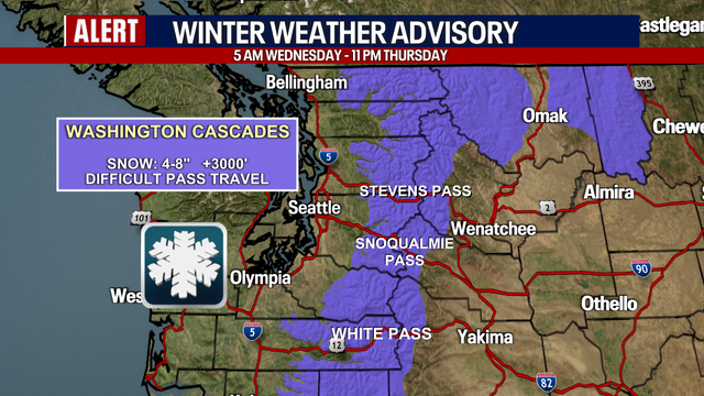 Seattle weather: Wet, breezy and mountain snow showers Wednesday