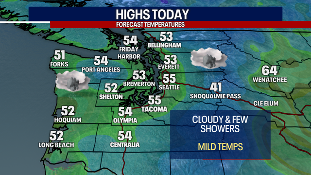 Seattle weather: Fewer showers Saturday with clouds, mild temperatures and breezy winds