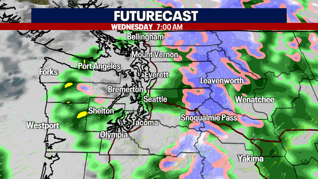 Seattle weather: Scattered showers Wednesday, moderate pass snow
