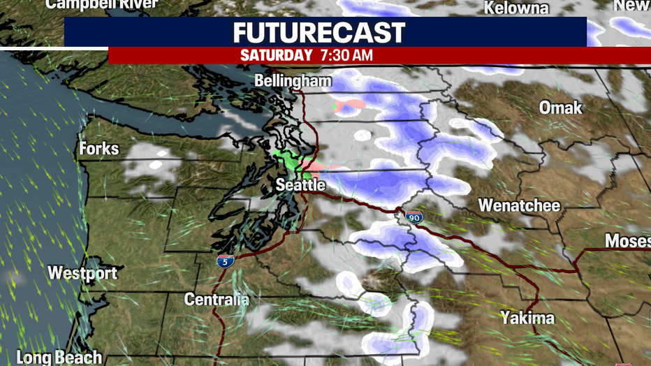 A map showing the Futurecast for Saturday morning.