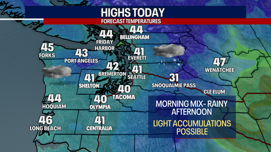 Forecast highs around the region on Friday.