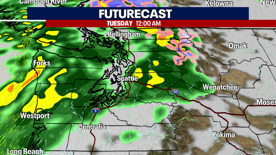 The Futurecast for early Tuesday morning's rain.