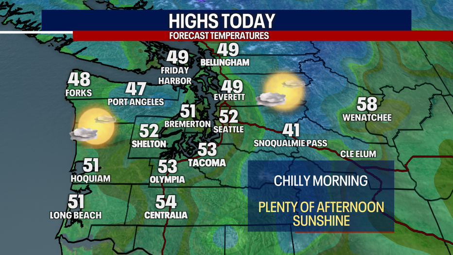 Regional high temperatures around the region on Sunday. 