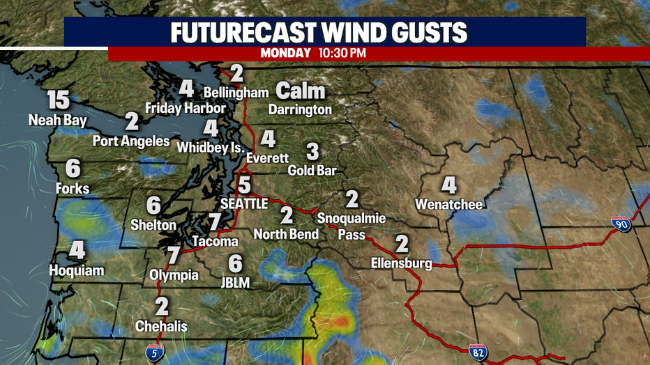 Futurecast winds for late Monday night. 