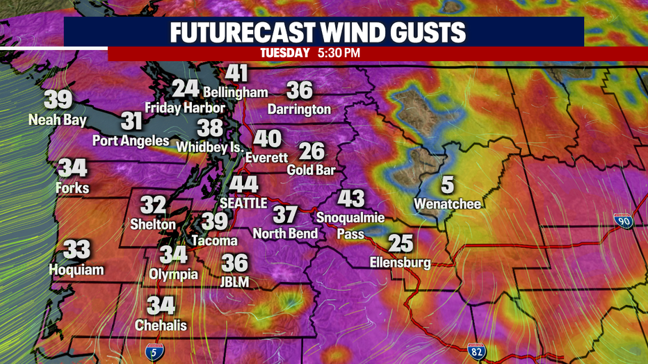 Breezy winds by Tuesday.