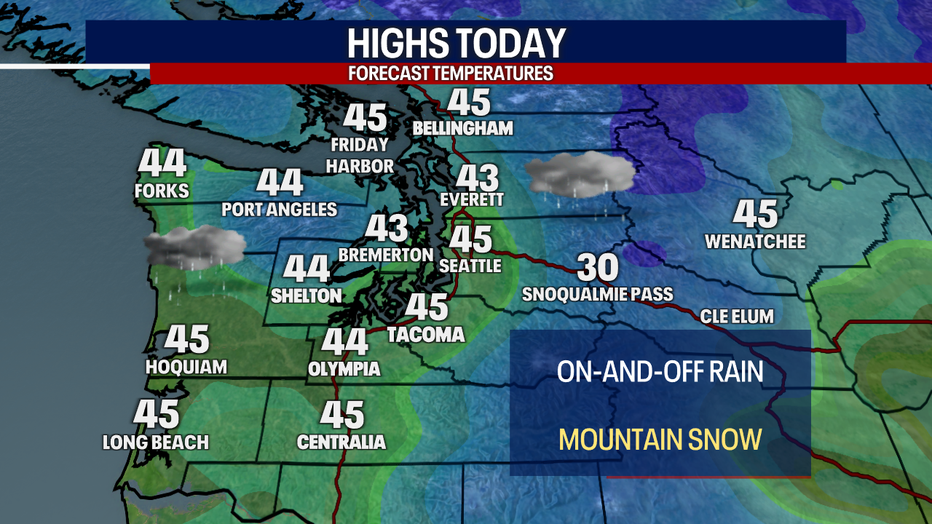 Forecast highs around the region on Thursday.