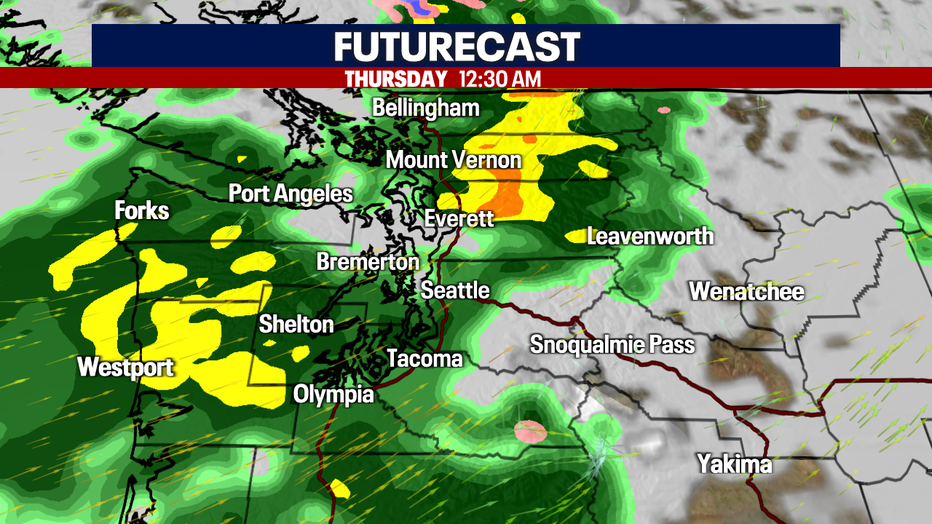 More rain to the lowlands and mountains overnight. 