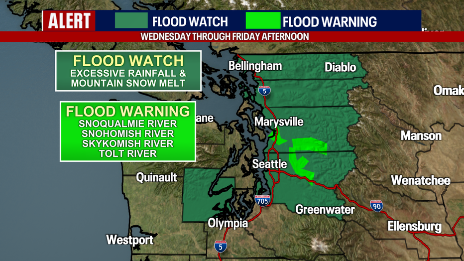 Rising rivers around Western Washington.