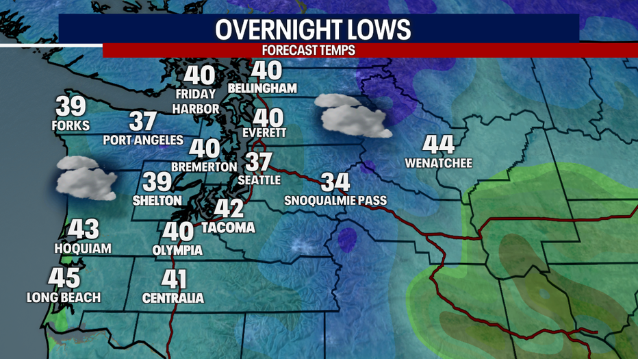 Forecast lows around the region.