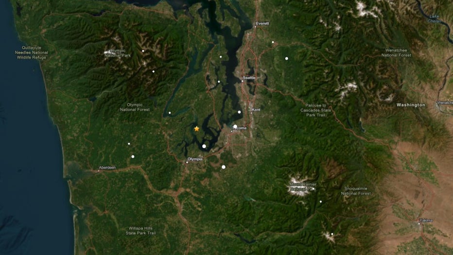 A 2.9M earthquake struck near Home, Washington early Wednesday. The quake hit about 1.24 miles west of the Pierce County community at 3:49 a.m. Fifteen people around Puget Sound reported feeling weak shaking.
