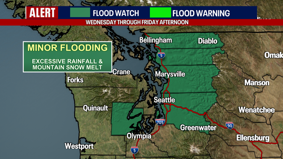 Flood watch issued for much of Western Washington through Friday.