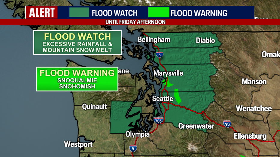 Rising rivers around Western Washington.
