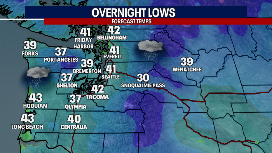 Seattle weather brings overnight lows into early Thursday in the 30s and 40s, depending on your backyard.