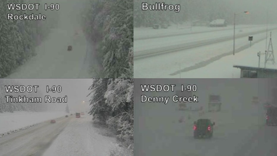 I-90 Snoqualmie Pass webcams in WA heavy snow