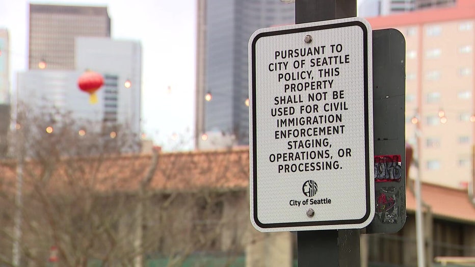 Sign Restricting Immigration Enforcement In Seattle