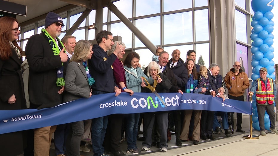 state officials gather at the grand opening of the sound transit link 2 line crosslake connection on march 28 2026