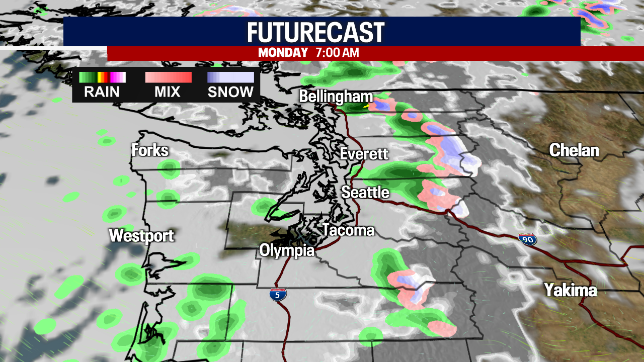 Wetter, breezier weather in Seattle heading into work week