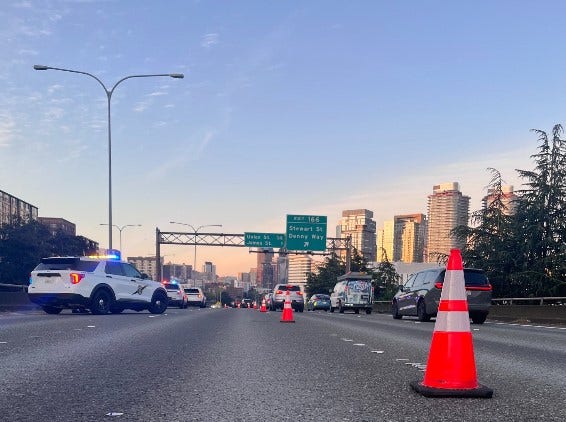 Motorcyclist hospitalized after I-5 crash in downtown Seattle