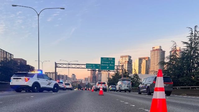 Motorcyclist hospitalized after I-5 crash in downtown Seattle