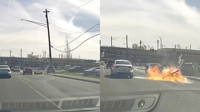 Lynnwood, WA video shows crash into utility pole, near miss for another driver