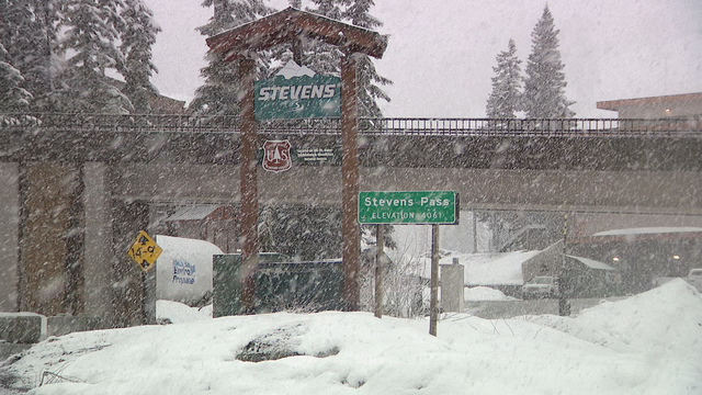 Snowfall at WA's Stevens Pass could reach up to a foot Tuesday into Wednesday