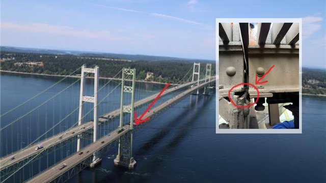 WA's Tacoma Narrows Bridge reduced to 2 lanes for emergency repair work