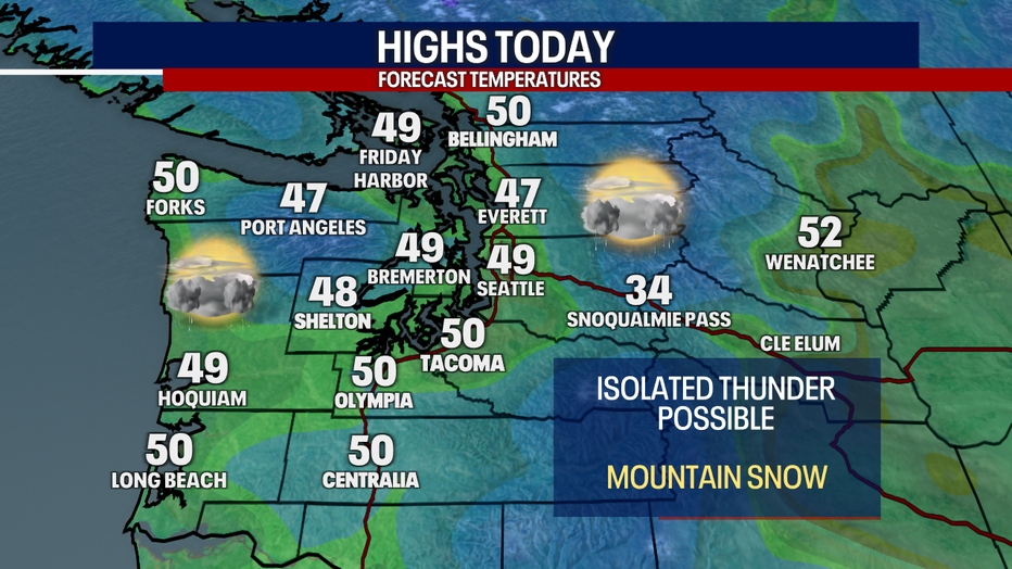 Forecast highs around the region on Wednesday.